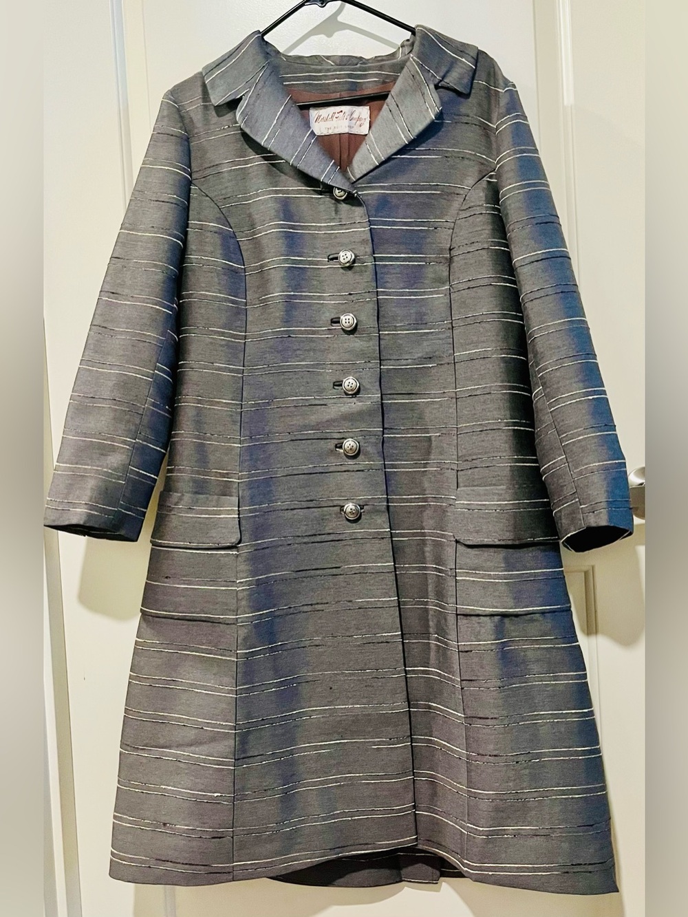Vintage 60s Swing Coat Gray Stripes MOD Coat Styled by Rudi for Marshall Fields